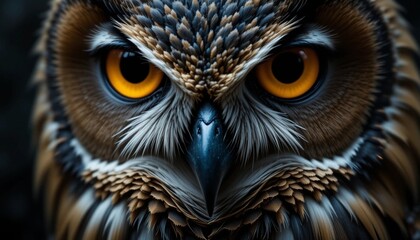 Intense Close-up of an Owl's Face