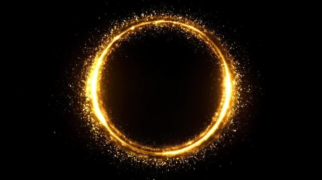 Golden Ring of Particles with Black Background