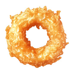 Obraz premium A golden crispy fried onion ring with perfectly seasoned batter, tender onion interior, and uniform shape