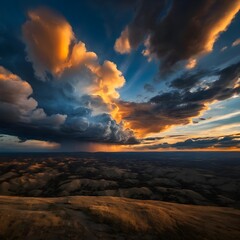 Fototapeta premium Dramatic Sunset Storm Over Rolling Hills