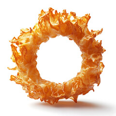 Obraz premium A golden crispy fried onion ring with seasoned batter, tender onion interior, and uniform shape