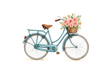Vintage Bicycle with Flowers Clipart