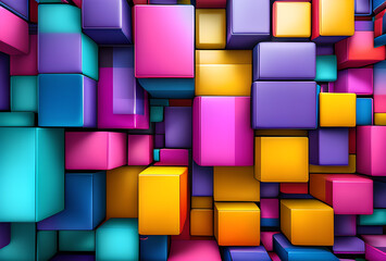 Colorful multi-colored cubes blocks made of other material, bright color, high quality.generative ai