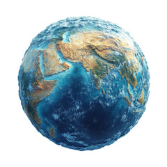 Earth globe asia middle east map detailed realistic render illustration on transparent background