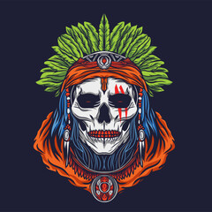 Vector Skull Indian Illustration