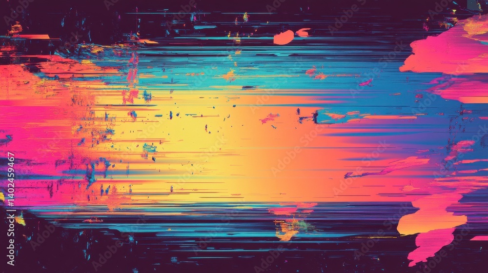 Poster a digital style background texture with data glitch and interference effects. illustration