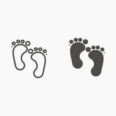baby feet icon vector set. footprint, newborn, kids feet sign	