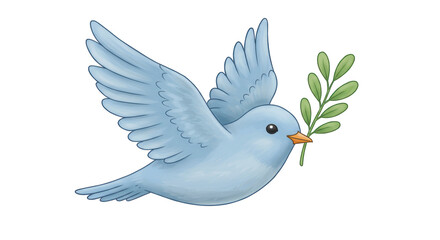 Isolated Dove with Olive Branch
