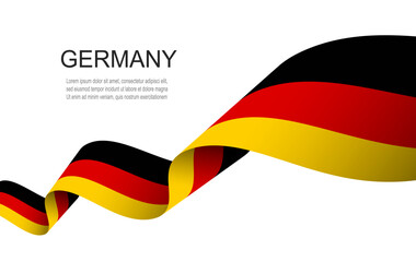 Germany flag on Waving ribbon, Germany Independence Day.