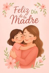 Mother's day Spanish card (Feliz Dia de la Madre) for family holiday love