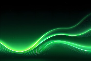 Naklejka premium Metallic liquid background. Abstract neon texture.holographic foil. Wavy glossy surface in black and green colors Background ,high quality,generative ai