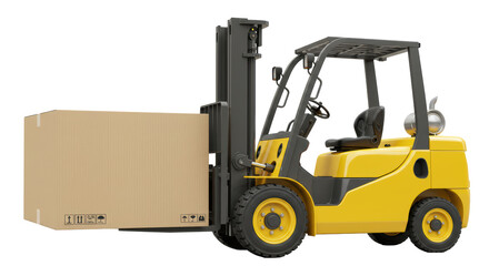 Isolated Forklift Truck with Box