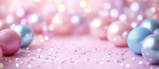 Pink glitter backdrop, pastel orbs