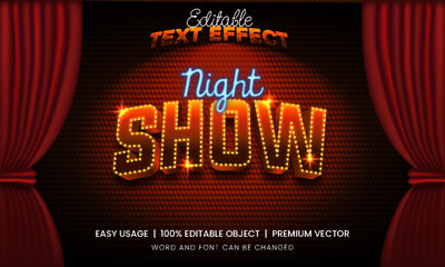 Night Show editable text effect premium vector