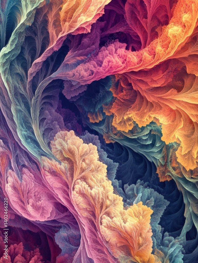 Poster imaginatory lush fractal texture generated image abstract background illustration