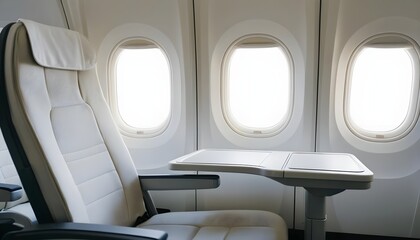 Airplane Seat with Tray Table and Windows