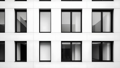 Modern Building Facade with Black Windows