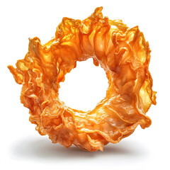 Fototapeta premium A golden crispy onion ring with seasoned batter, tender onion interior, and thick crunchy coating