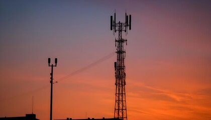 Fototapeta premium Telecommunication Towers at Sunset