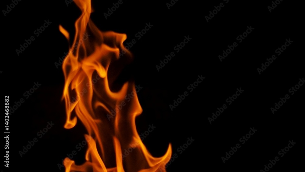 Poster fiery abstract: a mesmerizing vertical shot of vibrant orange and yellow flames dancing against a st