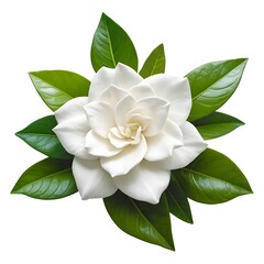 Fototapeta premium White Gardenia Flower with Green Leaves