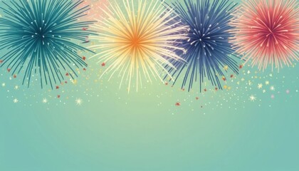 Several bursts are displayed above a colored background, creating a festive mood.