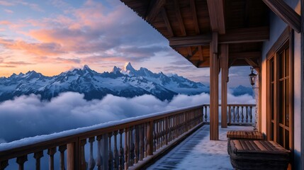 Golden sunset paints the mountain landscape and lake view, reflecting across the water under a vast sky