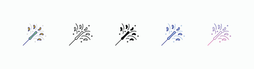 Sparkler icons set in different style vector stock 