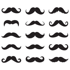 Vector Black silhouettes mustache icons. with white background