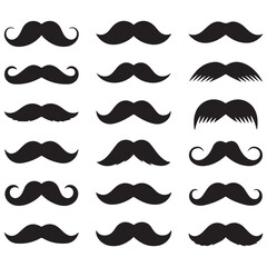 Vector Black silhouettes mustache icons. with white background
