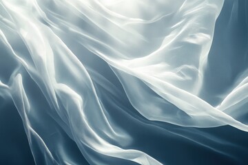 Obraz premium Flowing white fabric with soft light and shadows creates elegant curves