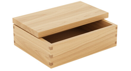 Isolated Wooden Box with Lid