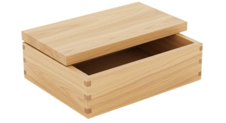 Isolated Wooden Box with Lid