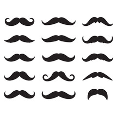 Vector Black silhouettes mustache icons. with white background