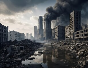 Obraz premium Post-Apocalyptic Cityscape