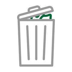 Trash Vector Line Dark Green Grey Icon Design