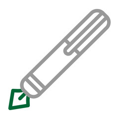 Fountain Pen Vector Line Dark Green Grey Icon Design