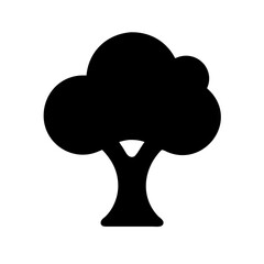 Oak Tree Silhouette Icon Vector Illustration for Designers