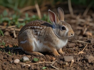 Fototapeta premium rabbit on transparent background, rabbit in a field, rabbit in a meadow, rabbit in the grass