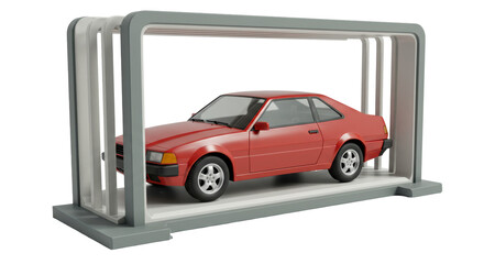 Isolated Red Car in Showcase
