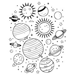 Cosmic Doodles of Planets and Celestial Bodies