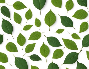 Green Leaf Pattern on White Background