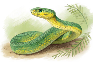 Fototapeta premium Illustration, colored with photoshop of a nice snake