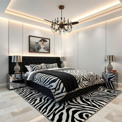 modern luxury bedroom interior zebra color