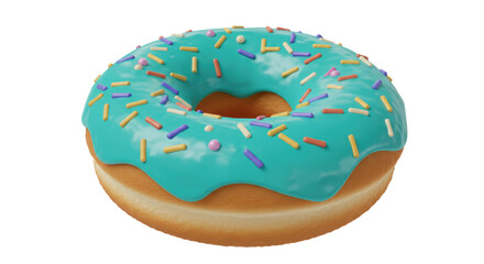 Isolated Teal Sprinkled Donut