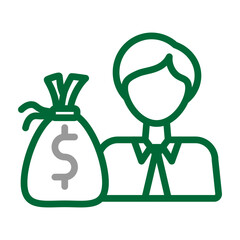 Private Equity Vector Line Dark Green Grey Icon Design