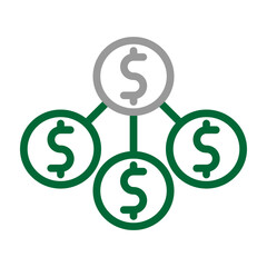 Derivatives Trading Vector Line Dark Green Grey Icon Design