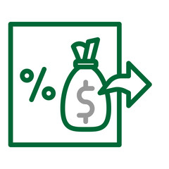 Dividend Payout Ratio Vector Line Dark Green Grey Icon Design