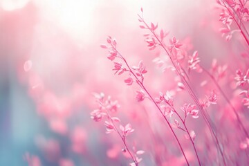 Close up view of pink flowers with blurry dreamy background