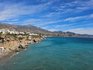Nerja,Spain - October 10, 2024: View of the town of Nerja, in Malaga, Andalucia, Spain